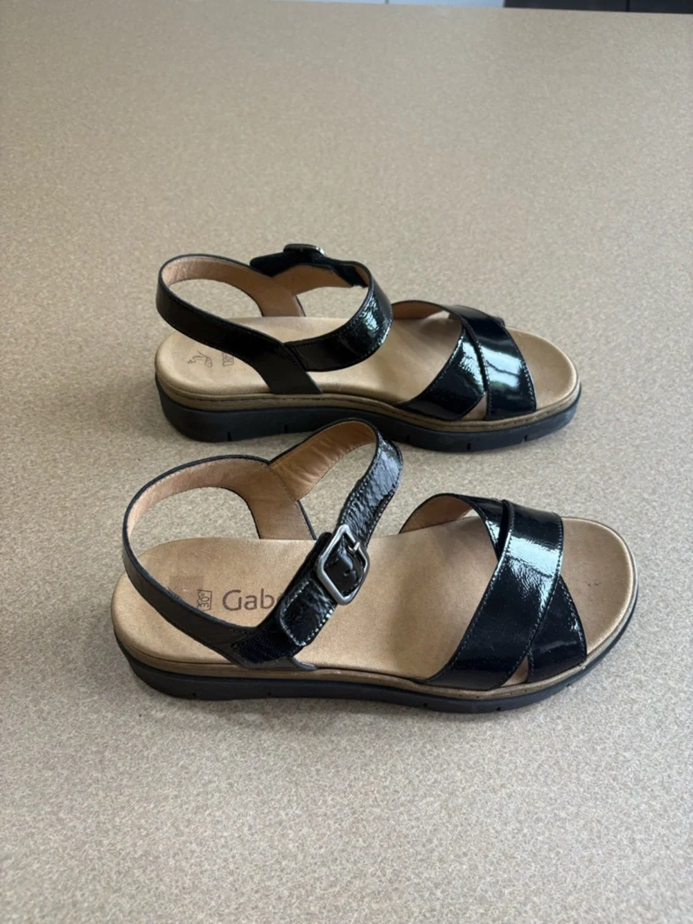 Gabor Women’s Shiny Black Sandals
